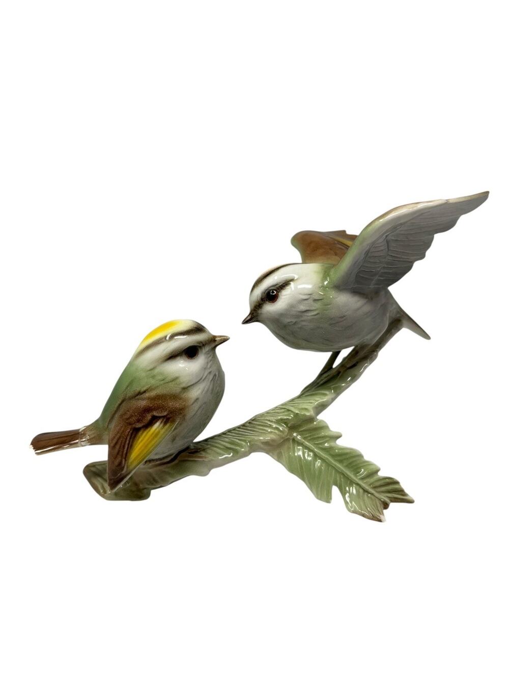 Goebel West Germany Firecrest Birds on Branch Porcelain Figurine 38-129 chipped